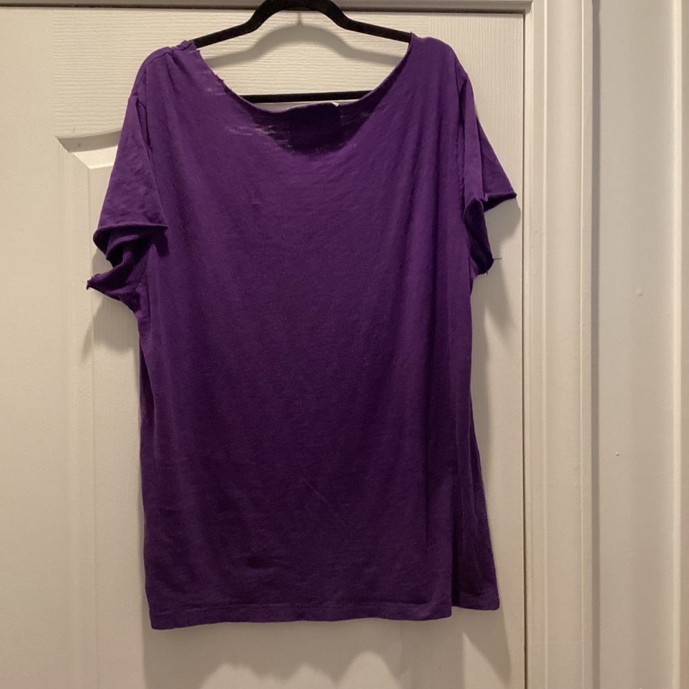 Aeropostale Purple Script Logo RAW NECK Tee - Picture 2 of 2
